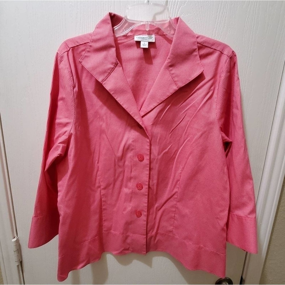 Pink plaid blazer size‎ large